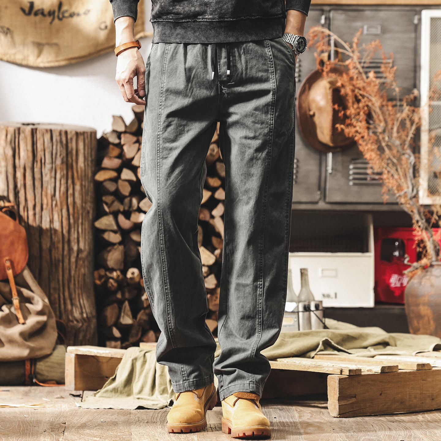 美式復古伐木工裝褲子男2026新款潮牌水洗直筒褲春季寬鬆休閒長褲