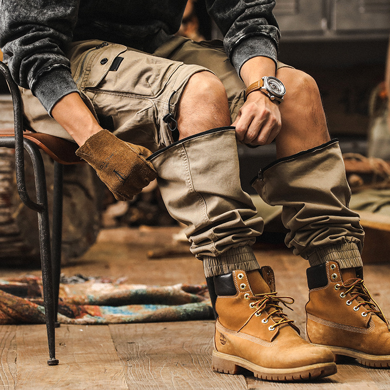 美式復古工裝褲子男秋季潮牌寬鬆休閒褲男戶外機能獵裝束腳戰術褲