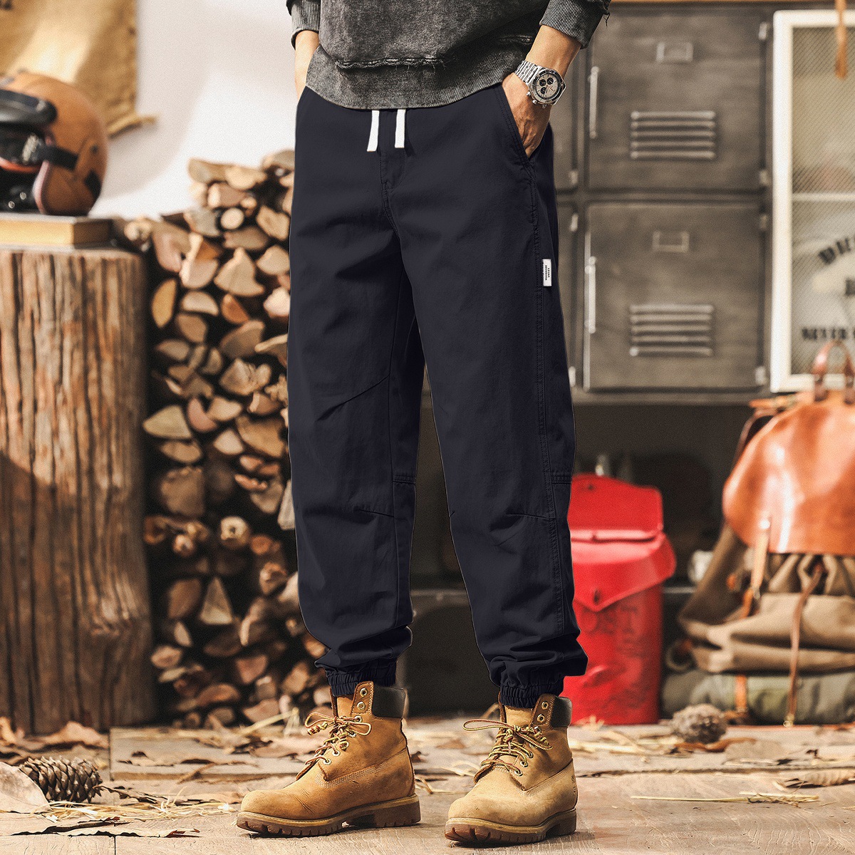 美式復古簡約水洗工裝褲子男秋季2025新款潮牌束腳男褲寬鬆休閒褲