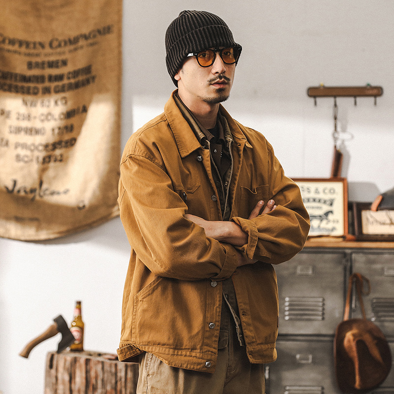 美式重磅復古牛仔外套男秋季潮牌2024新款休閒帥氣硬漢工裝夾克男