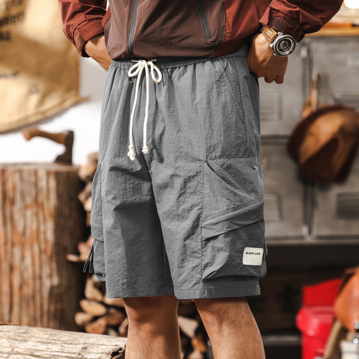 美式薄款戶外機能工裝短褲男夏季寬鬆戰術獵裝速幹多口袋五分褲男