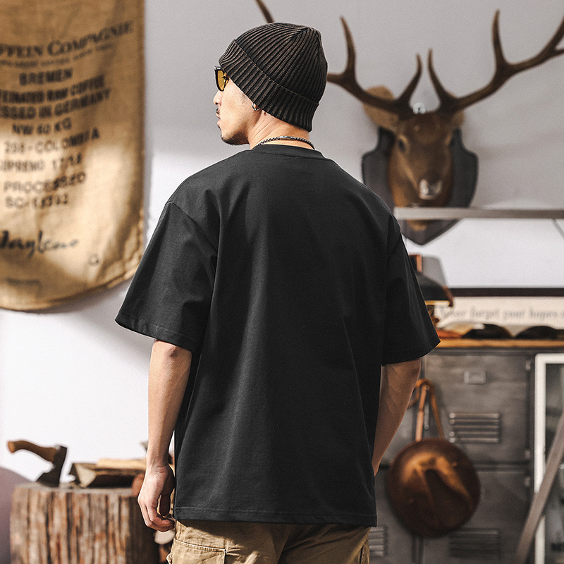 美式復古短袖男夏季T恤2025新款潮牌字母印花寬鬆休閒上衣男T男潮