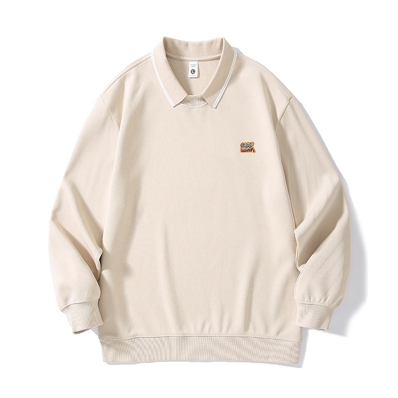 美式重磅雙層領衛衣男2023年秋冬新款寬鬆百搭潮牌加厚加絨外套男