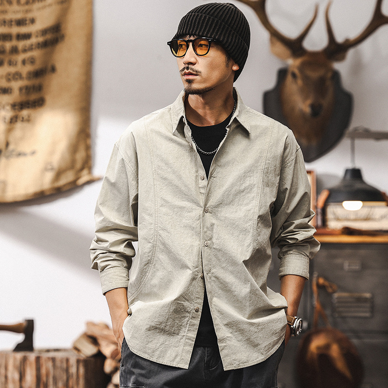 美式復古扎染水洗襯衫男長袖春季2025新款休閒潮流襯衣男外套