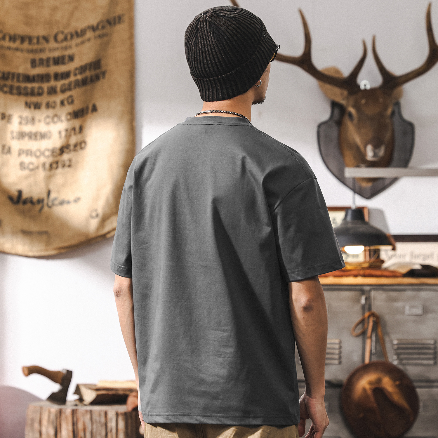 夏季涼感索羅娜T恤男短袖2025新款美式潮牌絨面印花寬鬆男士上衣