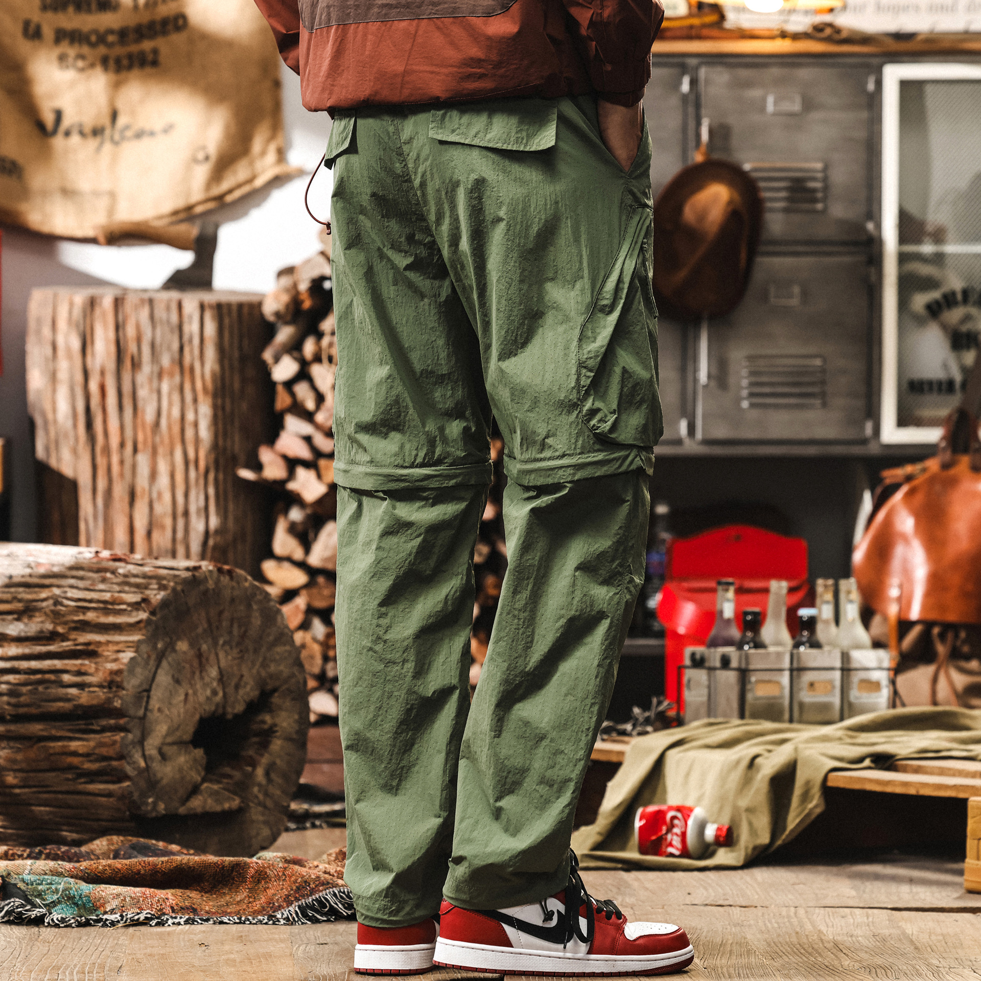 【可拆卸】山系機能工裝褲子男夏季薄款直筒速幹戶外徒步休閒褲男