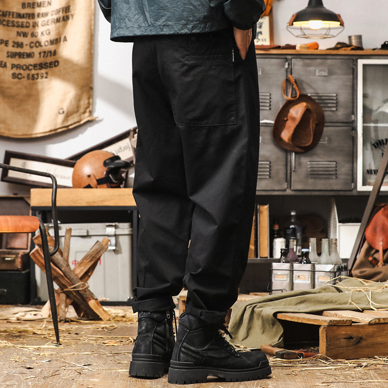 美式復古黑色工裝褲男秋季新款潮牌戰術獵裝寬鬆休閒長褲男款褲子