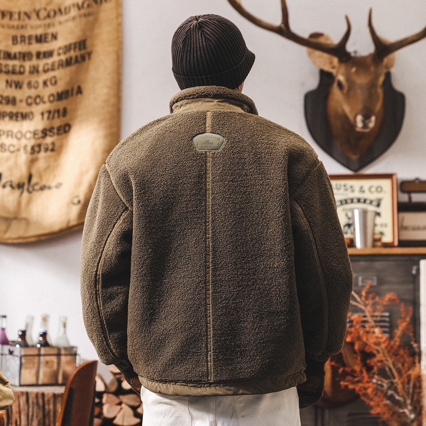 美式復古重磅顆粒絨工裝棉衣外套男冬季新款加厚保暖棉襖男士棉服