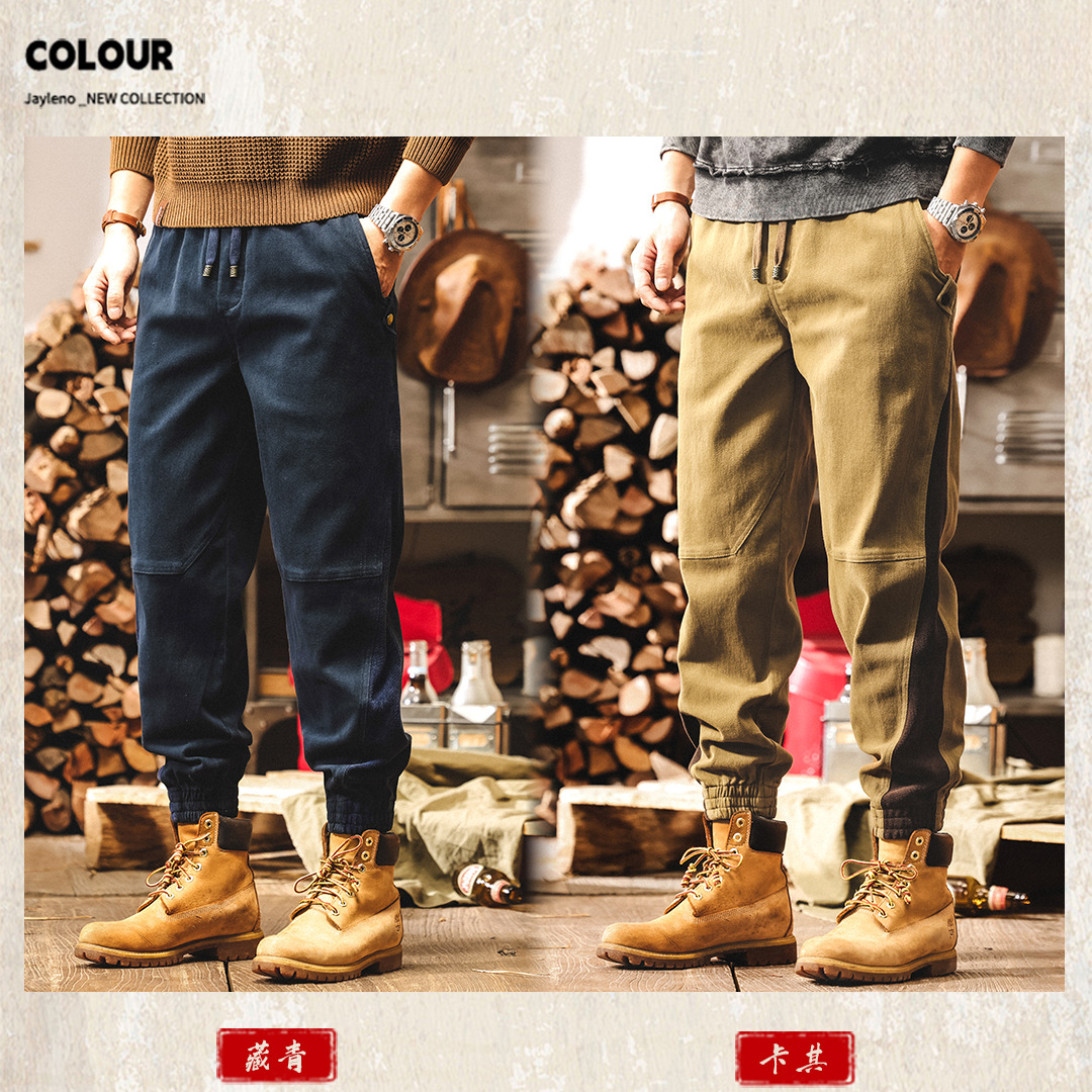 美式復古藏青色工裝褲子男春秋2025新款寬鬆直筒秋季男士休閒褲潮