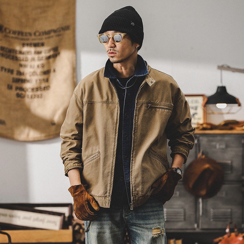 美式经典复古硬汉立领工装休闲夹克外套男春秋成熟痞帅春季外套男