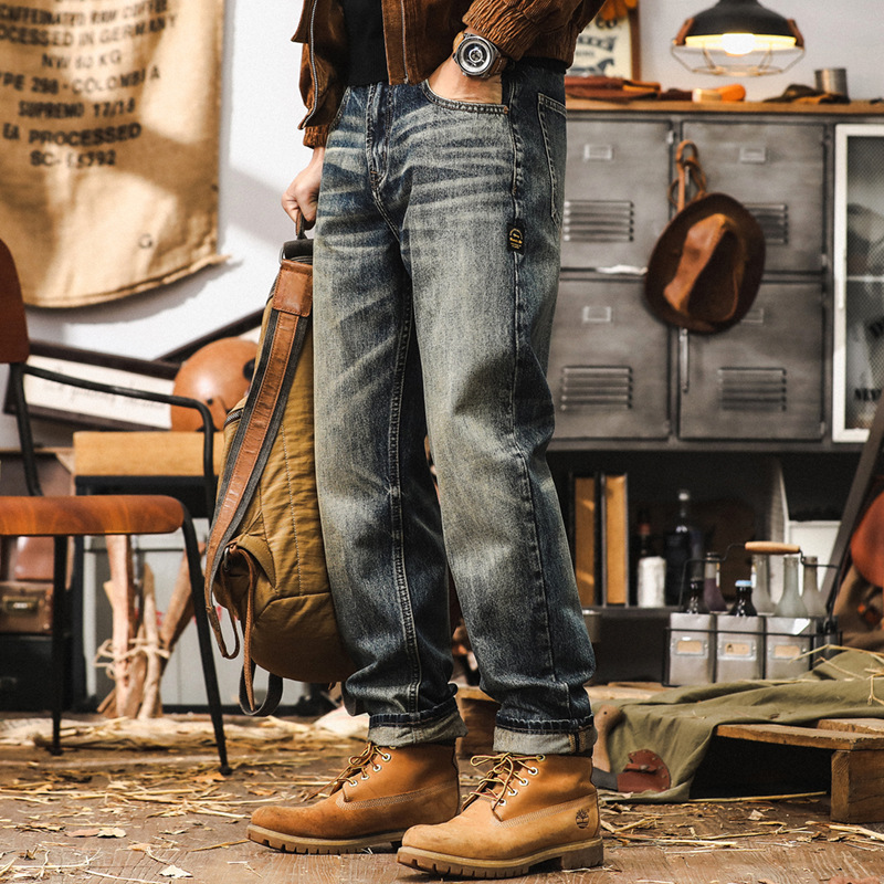 美式經典復古秋季牛仔褲男款直筒寬鬆2024新款休閒長褲潮牌褲子男