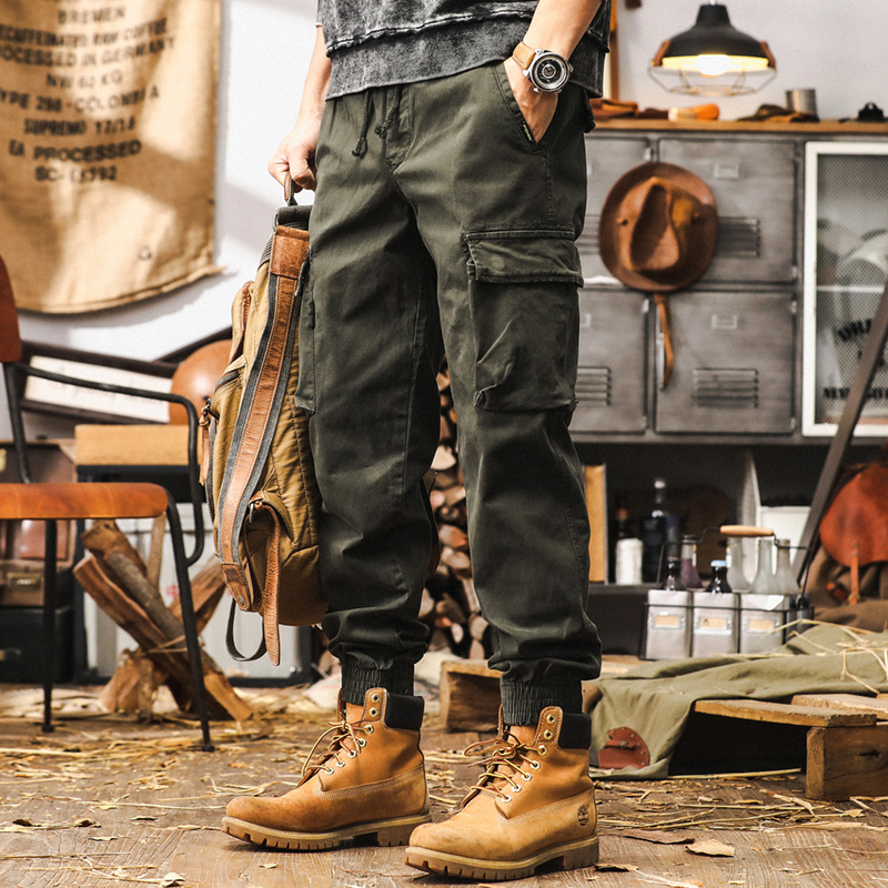 美式復古工裝褲子男秋季2024新款男士休閒褲寬鬆直筒潮牌束腳男褲