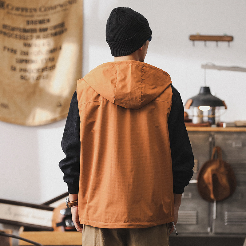 美式山系連帽外套男秋季2024新款潮牌戶外防風防水機能工裝馬甲男