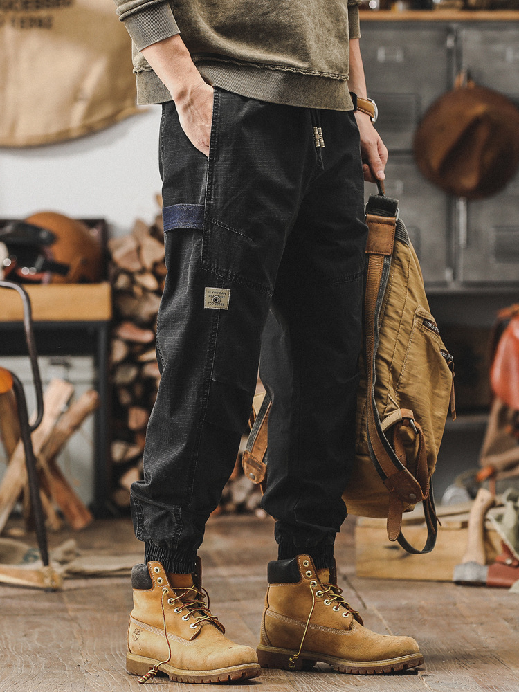 春季新款潮牌工裝褲子男春季寬鬆直筒男士休閒褲痞帥潮流束腳褲男