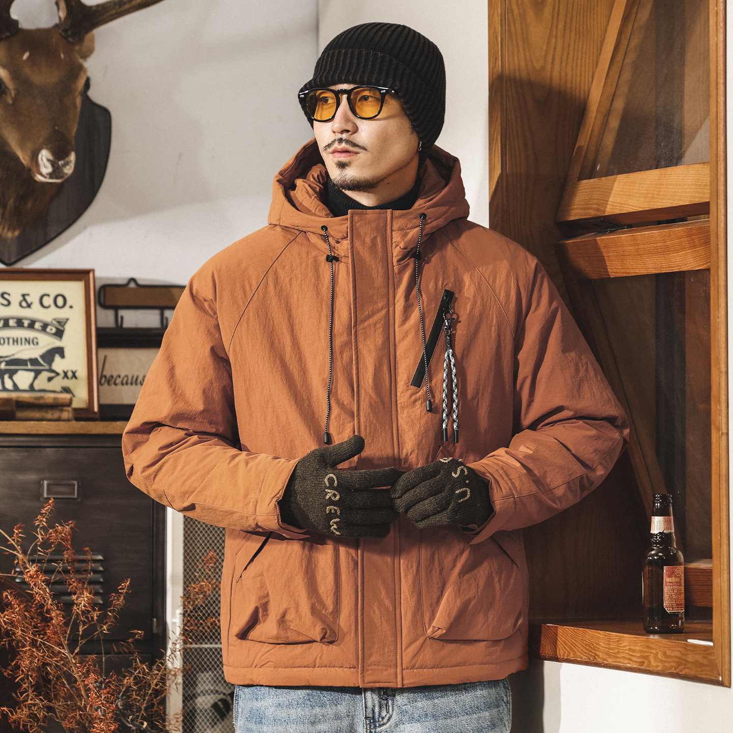 美式復古高充絨90純白鴨絨工裝羽絨服男冬季加厚保暖禦寒男士外套