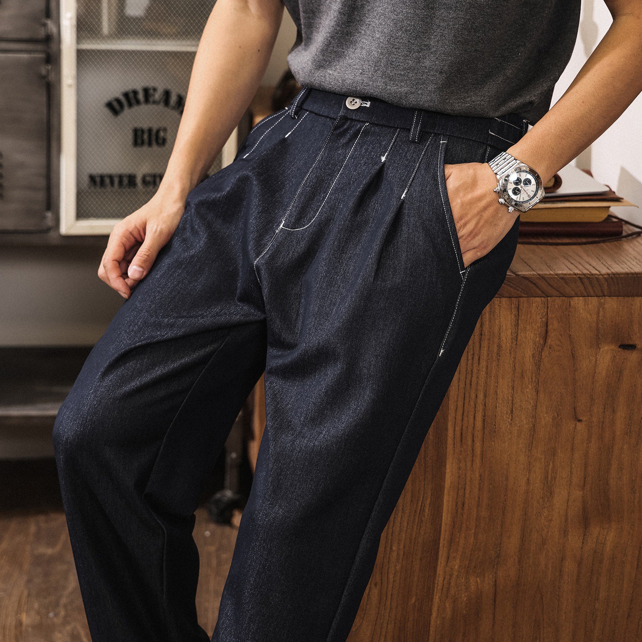 美式復古糯柔牛仔褲男款春季寬鬆潮牌老錢風寬鬆垂感休閒直筒褲男