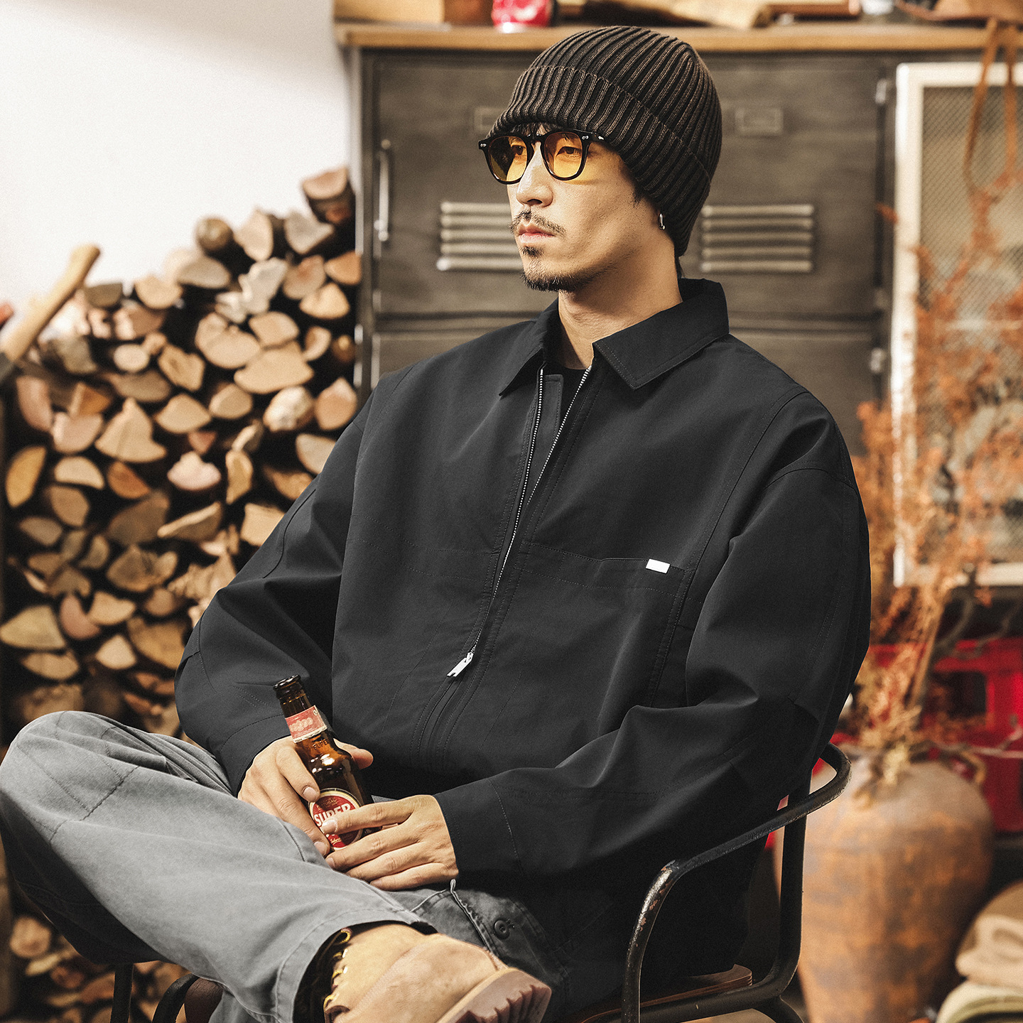 美式復古行政夾克男春秋2025新款潮牌通勤寬鬆休閒工裝飛行員外套