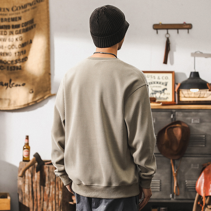 美式復古380g重磅雪尼爾衛衣男秋冬款潮牌拼接2024新款寬鬆上衣男