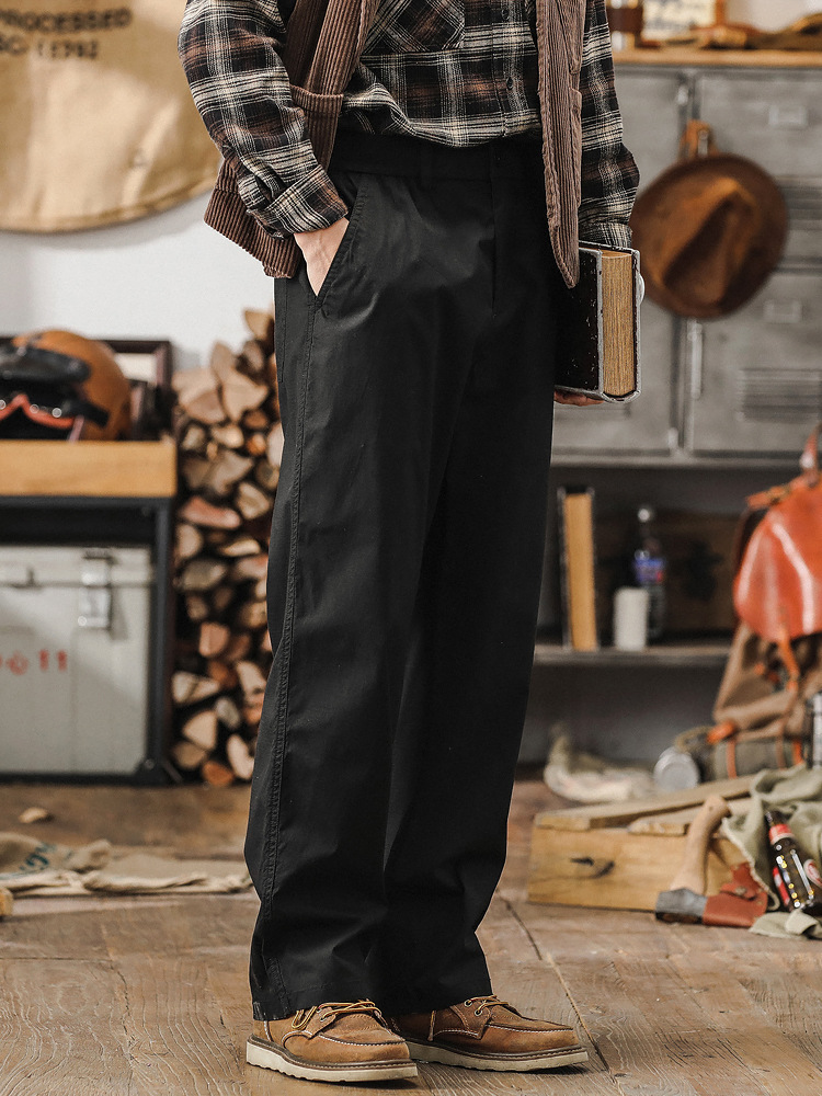 簡約潮牌工裝褲子男美式2024新款春季薄款男褲寬鬆直筒男士休閒褲