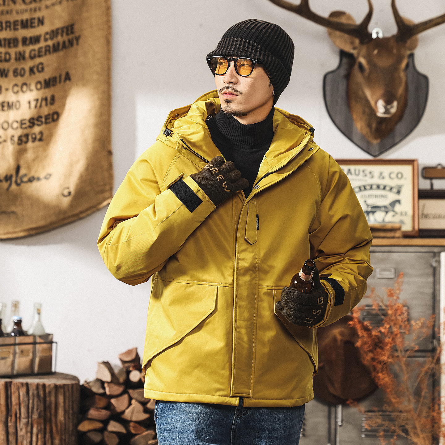 90%純白鴨絨高充絨蓬鬆羽絨服男冬季加厚美式復古戶外工裝外套男