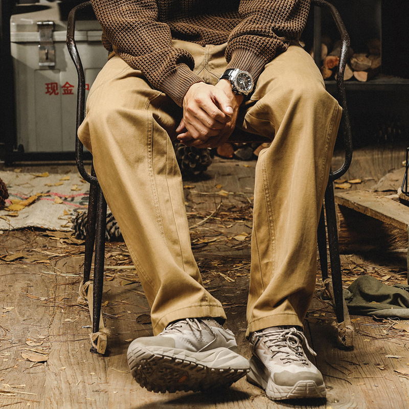 美式復古工裝褲子男春秋款2024年新款寬鬆直筒潮牌簡約基礎休閒褲