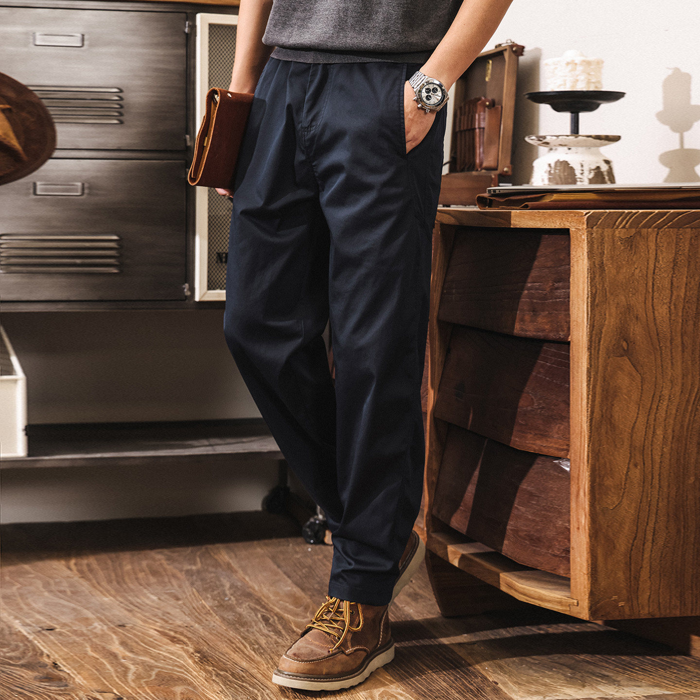 美式復古工裝褲男春夏季2026新款冰絲長褲寬鬆直筒休閒褲子男薄款