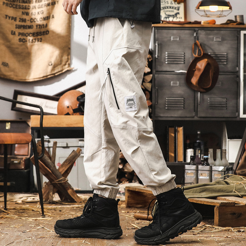美式復古工裝褲子男秋季2024新款潮牌束腳戶外機能寬鬆直筒休閒褲
