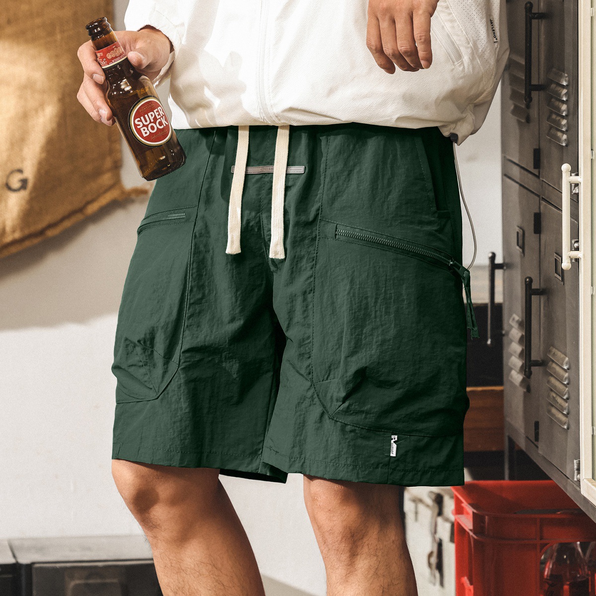 美式山系冰絲短褲男士2025新款夏季薄款潮牌寬鬆大碼休閒五分褲男