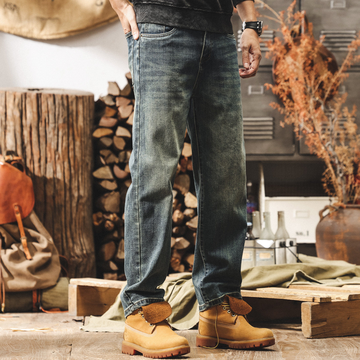 美式經典復古牛仔褲男2026春季新款潮牌水洗直筒寬鬆休閒長褲子男