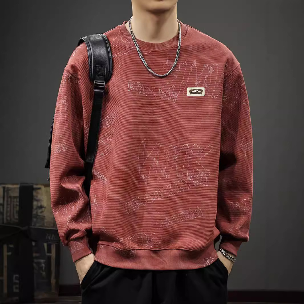 2025新款秋季重磅雲染水洗衛衣男美式痞帥長袖上衣春秋休閒外套潮