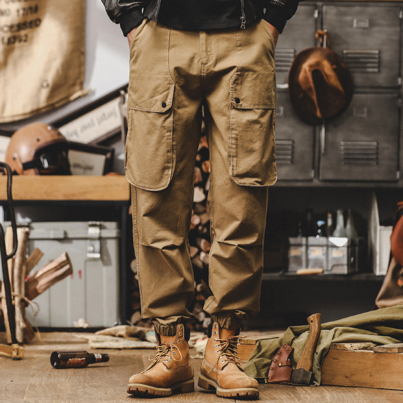 傑雷諾美式複古寬松工裝褲男2024新款多袋傘兵褲子男秋季休閑長褲