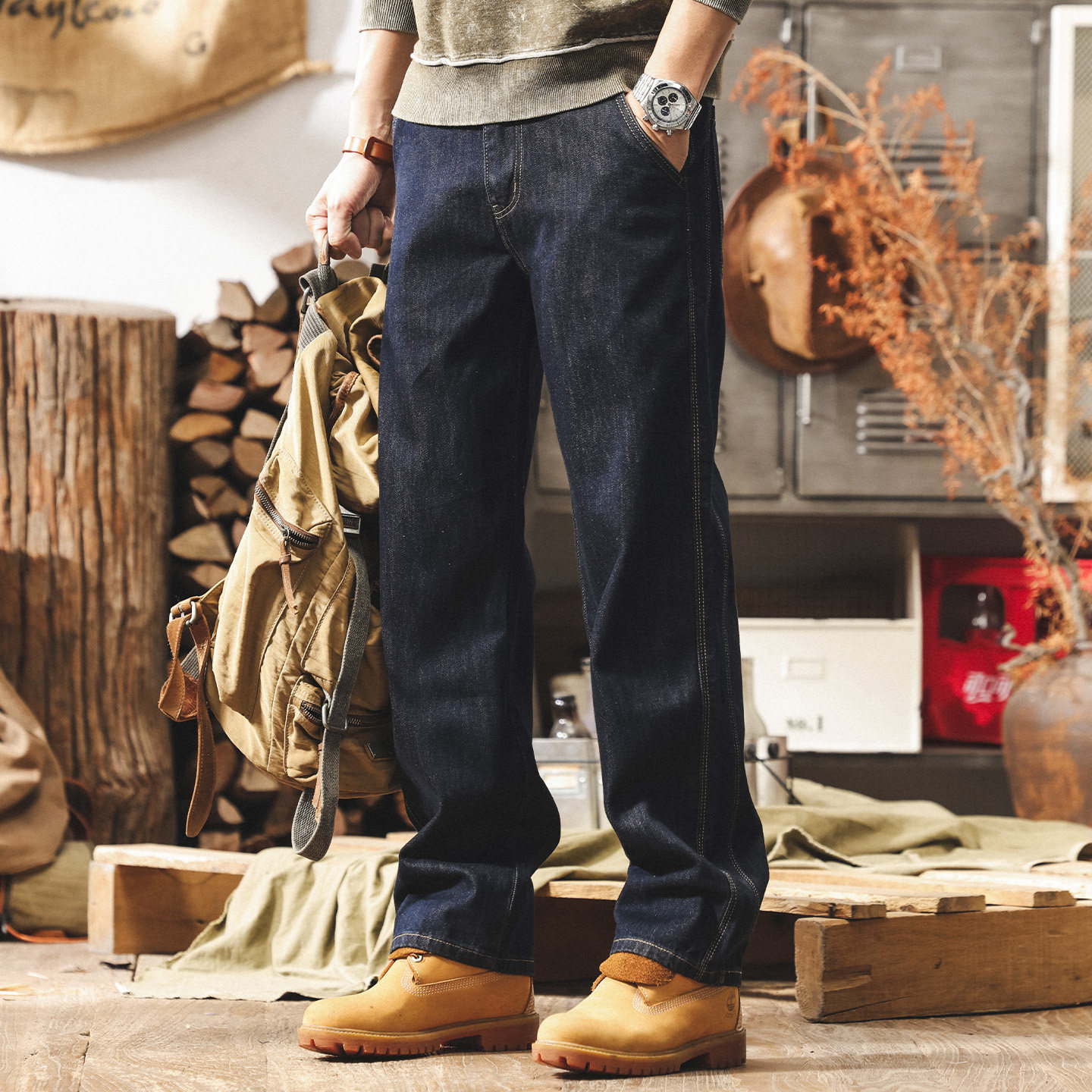 美式復古水洗直筒牛仔褲男2026春季新款潮牌褲子男士寬鬆休閒長褲