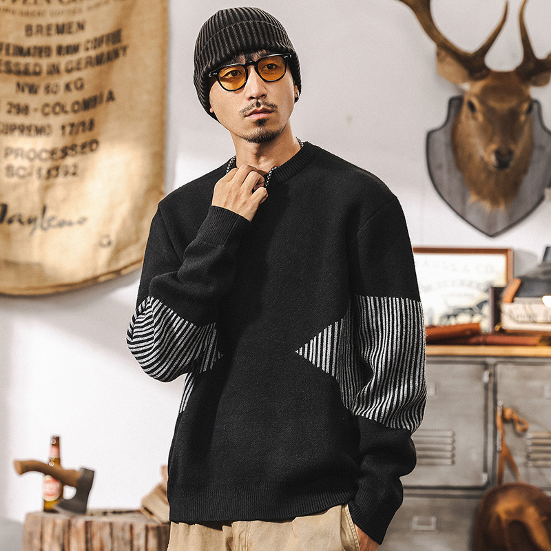 美式復古698g重磅毛衣男冬季加厚寬鬆慵懶風針織衫男士內搭秋冬款