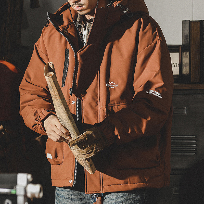 90白鴨絨山系戶外通勤美式復古羽絨服男冬季連帽寬鬆潮牌保暖外套