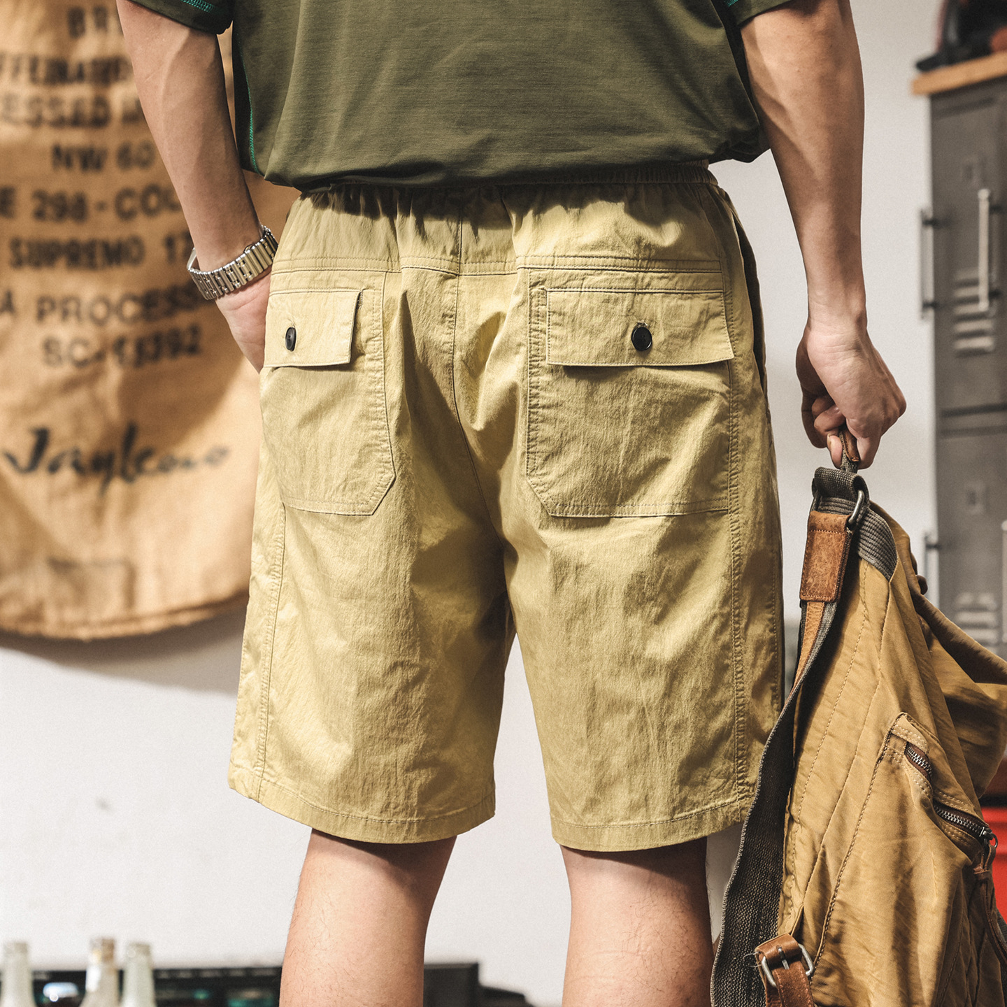 卡其色工裝短褲男夏季2025新款寬鬆速幹五分褲男士潮牌休閒中褲潮