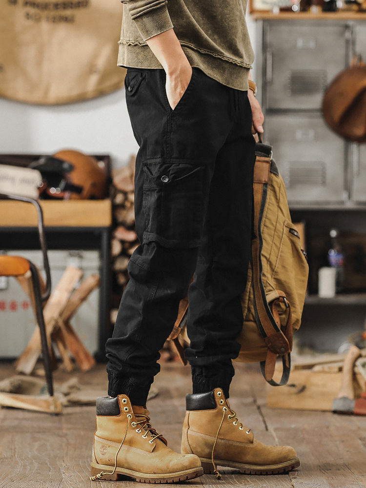 美式復古工裝褲男潮牌2024新款直筒男士春季褲子獵裝戰術休閒褲男