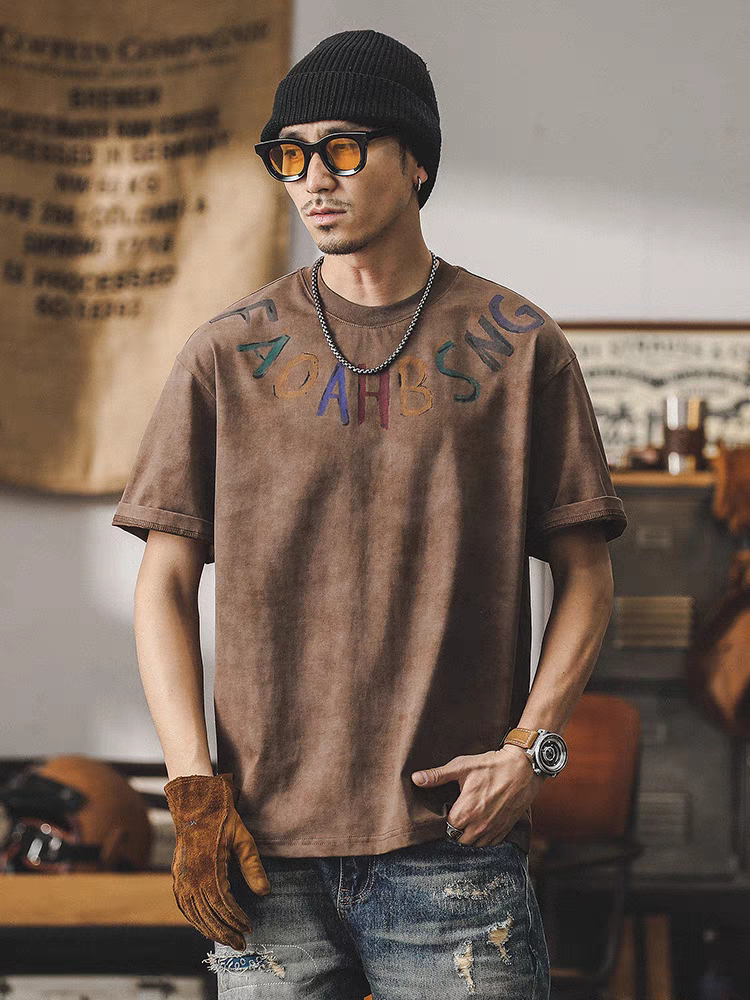 美式潮牌重磅短袖T恤男夏季2024新款男士休閒寬鬆上衣半袖男