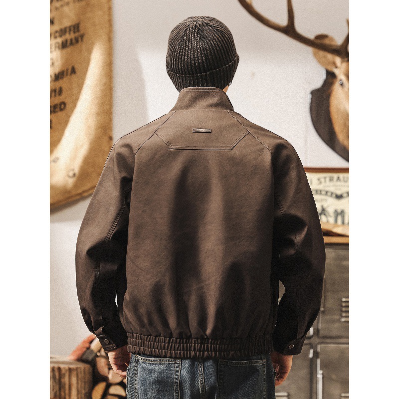 美拉德復古皮衣外套男春秋2025新款寬鬆機車服美式秋季休閒皮夾克