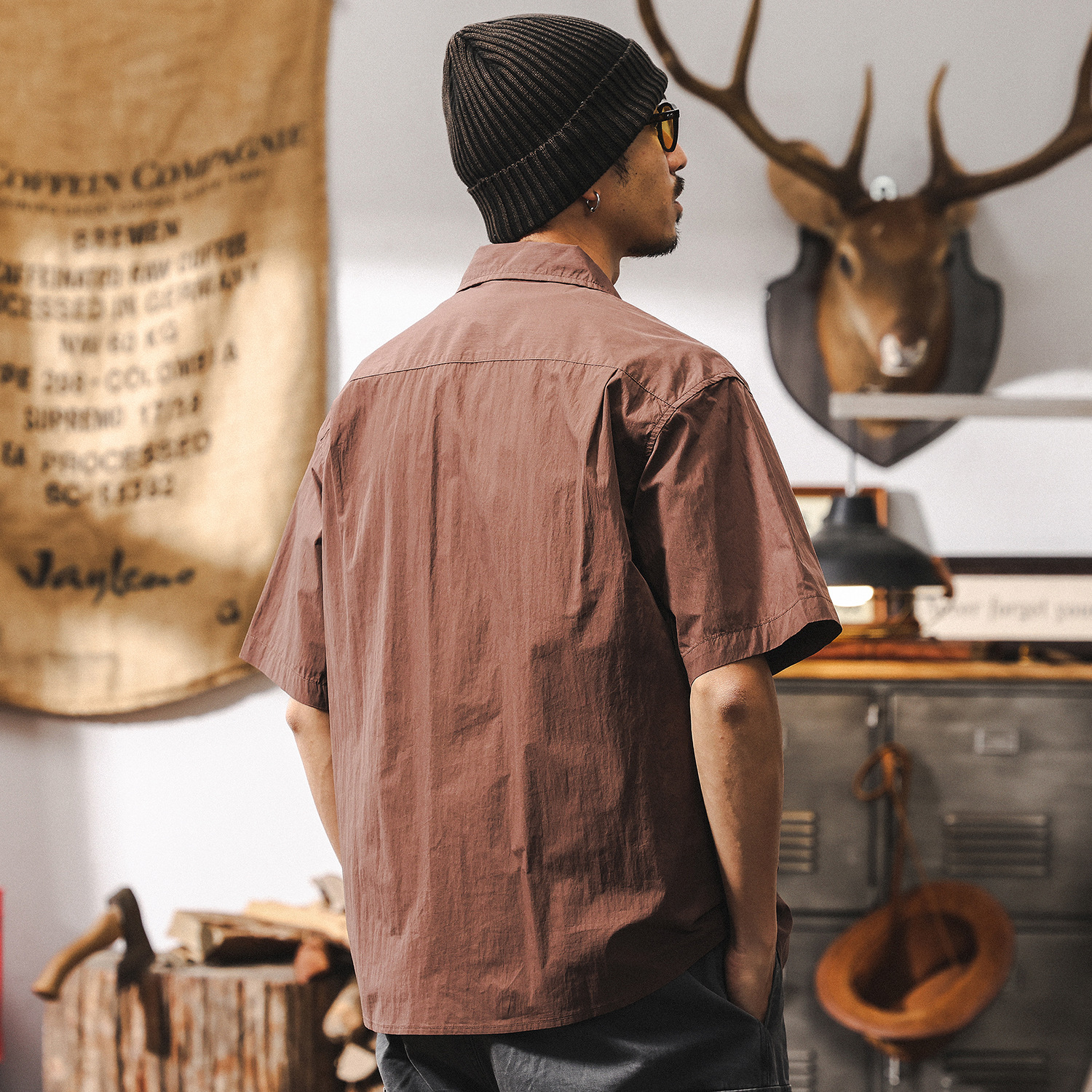 戶外輕量化古巴領襯衫男短袖夏季美式復古山系工裝風休閒男士襯衣