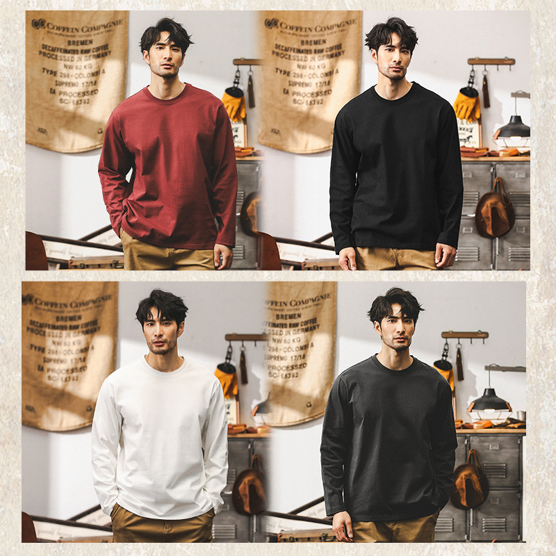 杰雷諾美式復古260g重磅長袖男T恤男秋季2024新款寬鬆上衣T打底衫