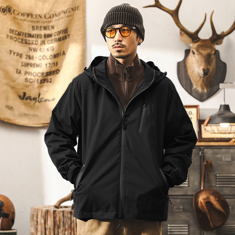 美式復古三防工裝夾克男春秋2025新款戶外機能通勤山系連帽外套男