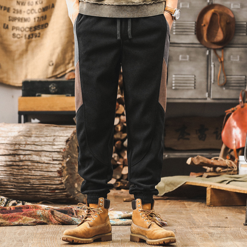 美式復古冬季雪尼爾燈芯絨褲子男秋冬款潮牌重磅衛褲男束腳休閒褲