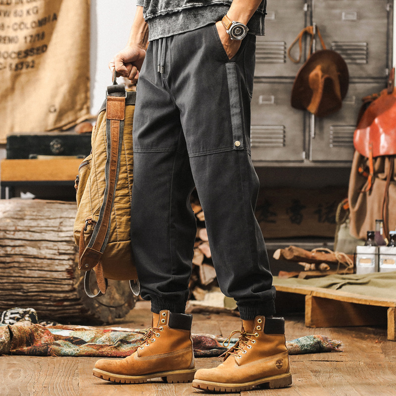 美拉德復古工裝褲子男春季2025新款束腳褲美式潮牌寬鬆男士休閒褲