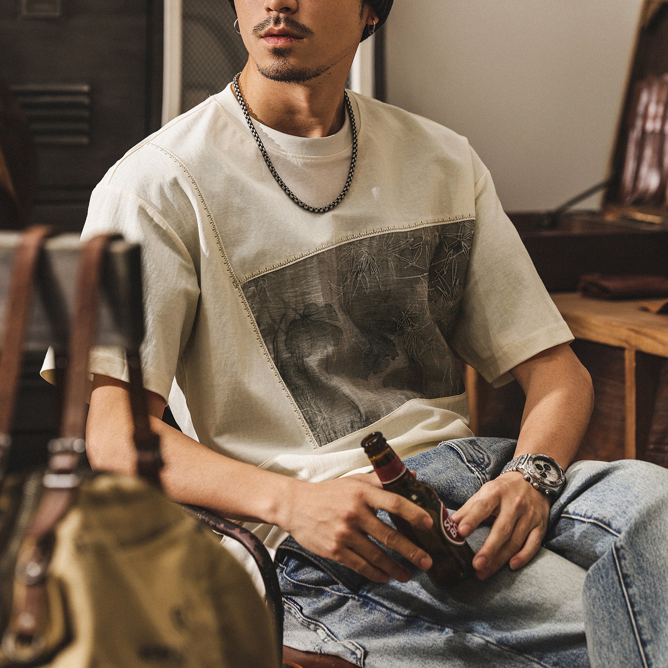 新中式國風亞麻T恤男夏季新款輕薄透氣萊賽爾短袖男潮流寬鬆上衣T