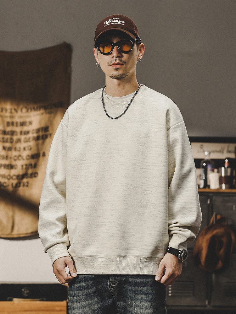 美式350g重磅復古衛衣男秋冬款潮牌寬鬆簡約百搭針織打底衫男冬季