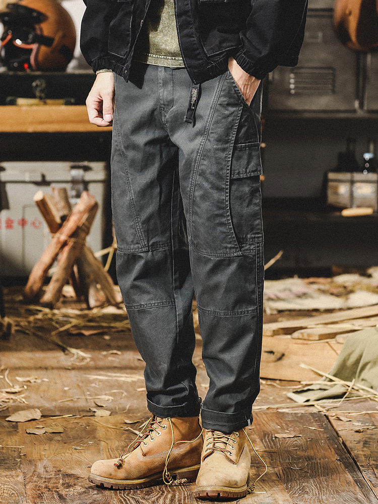美式重磅復古工裝褲子男寬鬆直筒2024春秋新款潮牌戶外通勤休閒褲