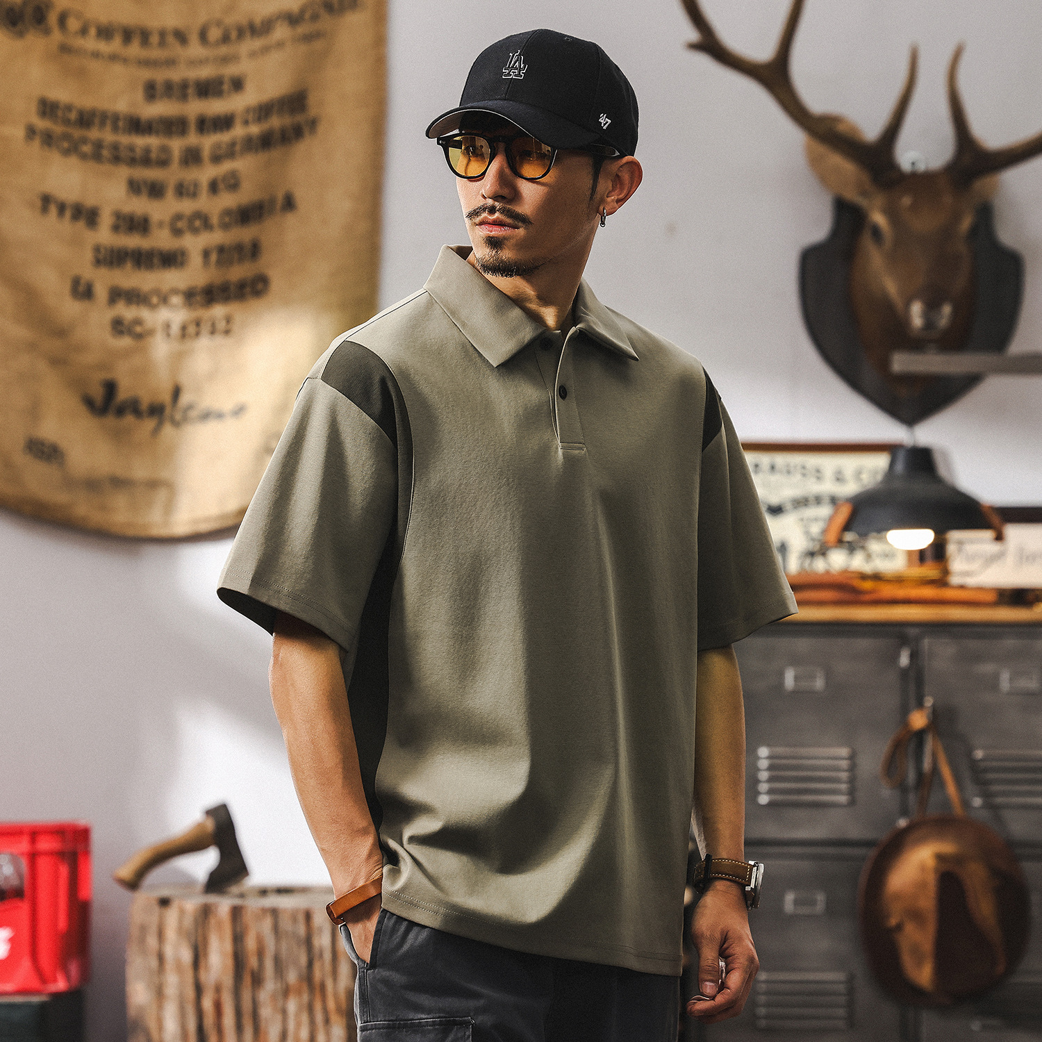 夏季Polo衫男短袖T恤男士半袖潮牌針織體恤2025新款美式復古男裝