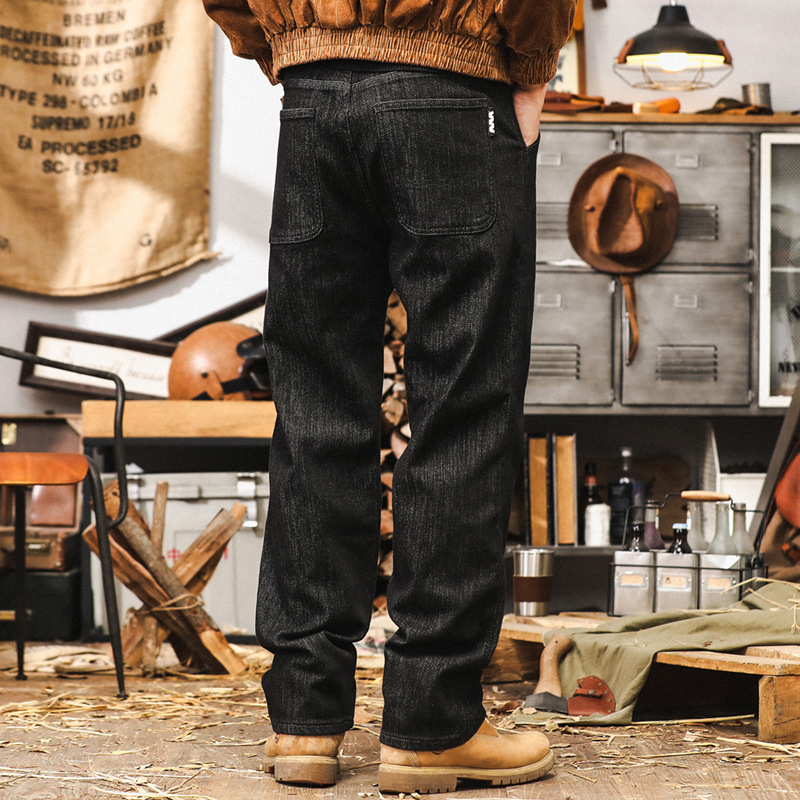 美式經典復古牛仔褲男秋裝2024新款休閒寬鬆活動染色直筒長褲