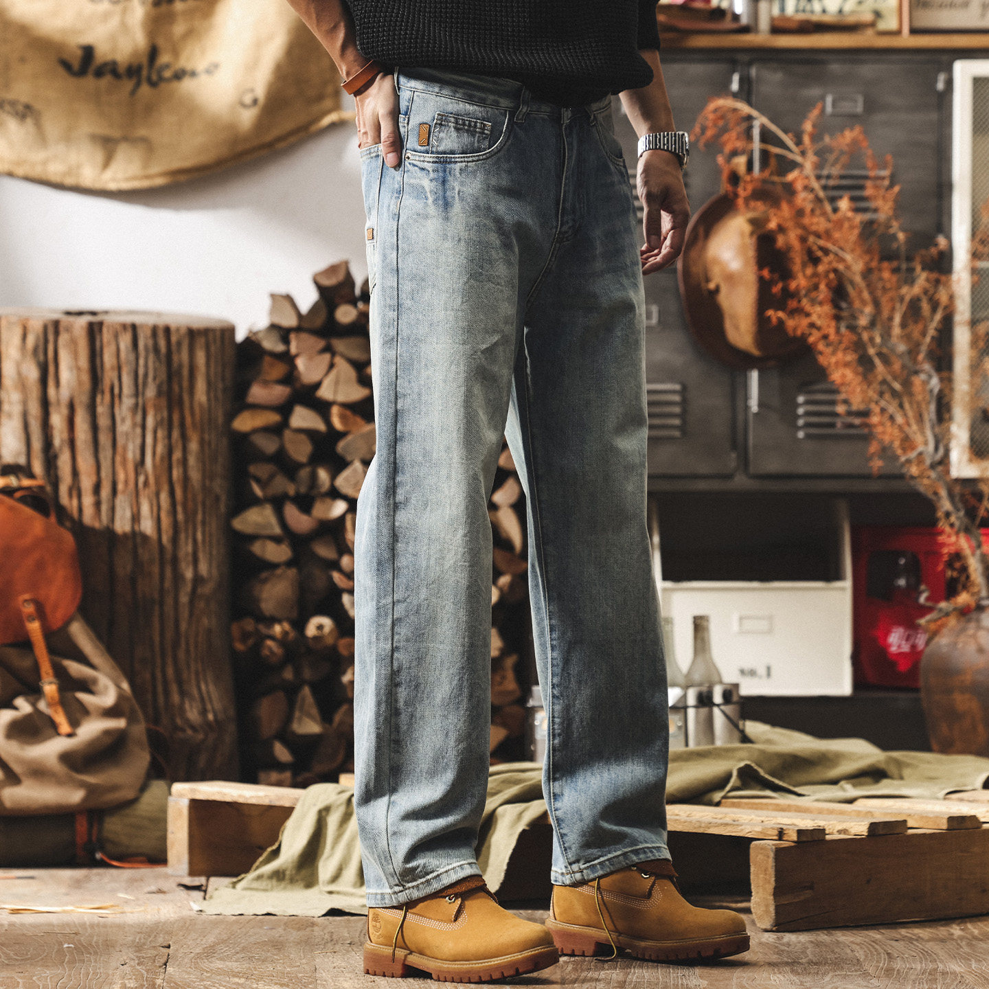 美式復古水洗牛仔褲男款寬鬆直筒長褲春季2026新款潮牌休閒褲子男