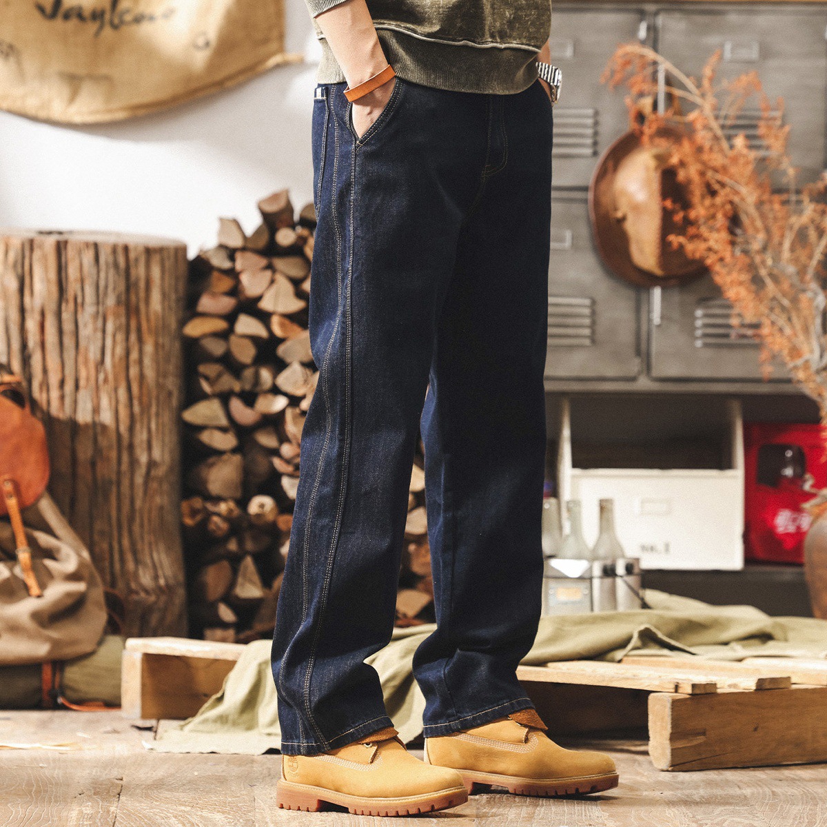 美式復古水洗直筒牛仔褲男2026春季新款潮牌褲子男士寬鬆休閒長褲